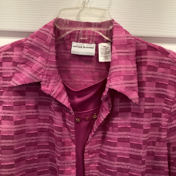 Alfred Dunner Fuchsia Textured Jacket and Top Set - Picture 2 of 8